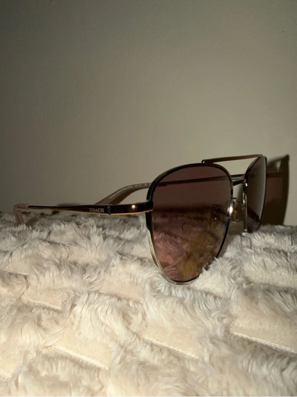 NEW Coach HC7107 Aviator Sunglasses - Shiny Rose Gold/Silver